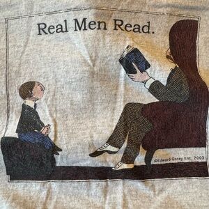 Vintage Edward Gorey "Real Men Read" Gildan Ultra Cotton T-Shirt - XL